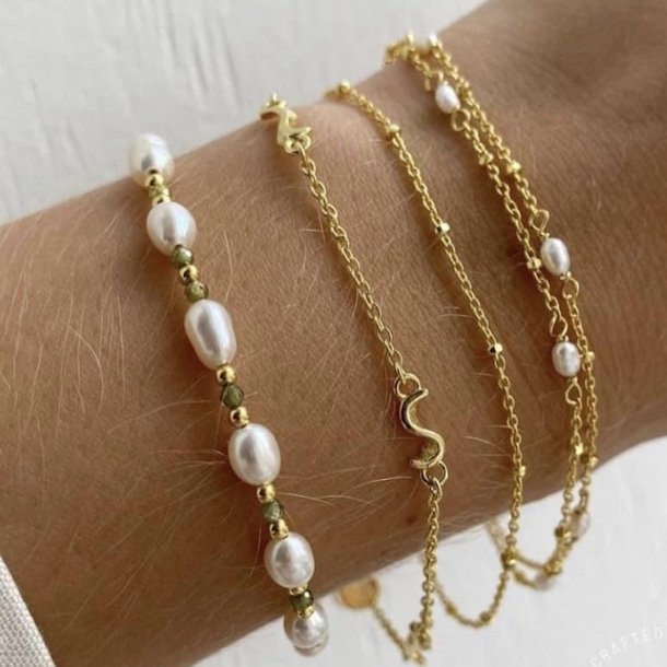 Armbnd COAST OLIVE forgyldt slv