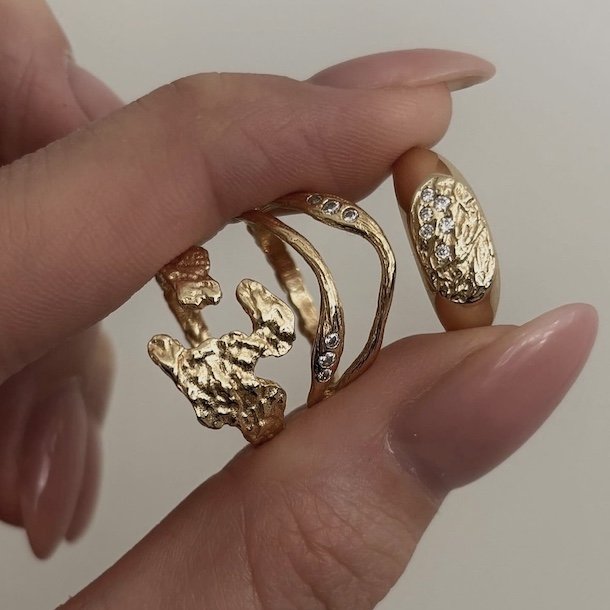 Fingerring Alizeh elements forgyldt slv