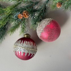 Julekugle rd glimmer glam Glas