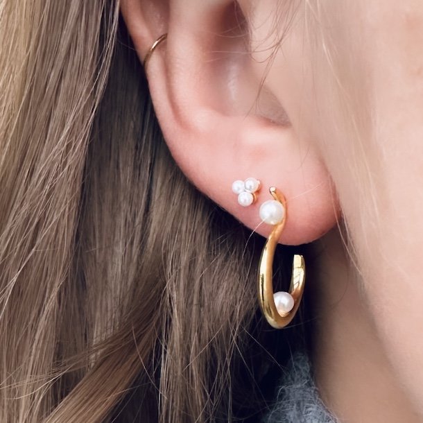 restik creoler SWAN PEARL Forgyldt Slv