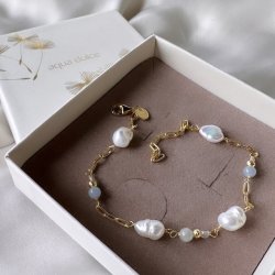 Armbnd SKY BLUE Forgyldt Slv