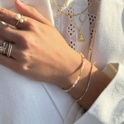 Armbnd ALURA WHITE forgyldt slv