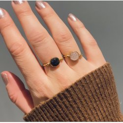 FingerRing - Agnes Rutil Kvarts - Forgyldt slv