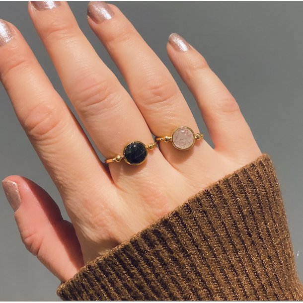 FingerRing - Agnes Rutil Kvarts - Forgyldt slv