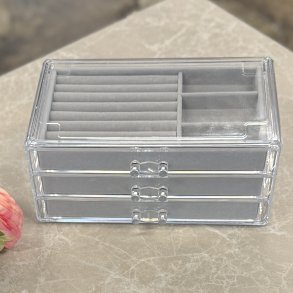 Akryl smykkeskrin 3 skuffer