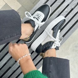 Sneakers RUN WITH ME sort/hvid skind str 37-41