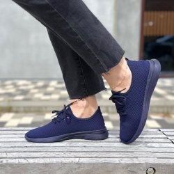 Sneakers I stof snrebnd marine str. 36-41