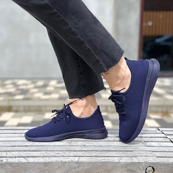 Sneakers I stof snrebnd marine str. 36-41