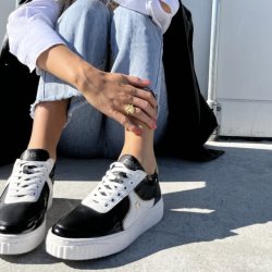 Sneakers RUN WITH ME sort/hvid skind str 37-41