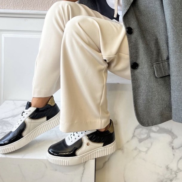 Sneakers RUN WITH ME sort/hvid skind str 37-41