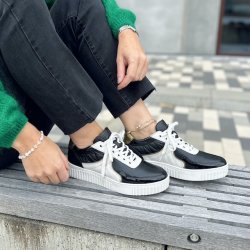 Sneakers RUN WITH ME sort/hvid skind str 37-41