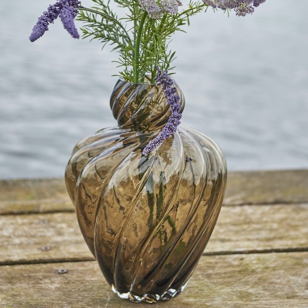 Vase H 30cm brun Glas