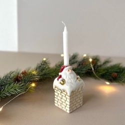 Julemand i skorsten t/kertelys 6x6x10cm keramik