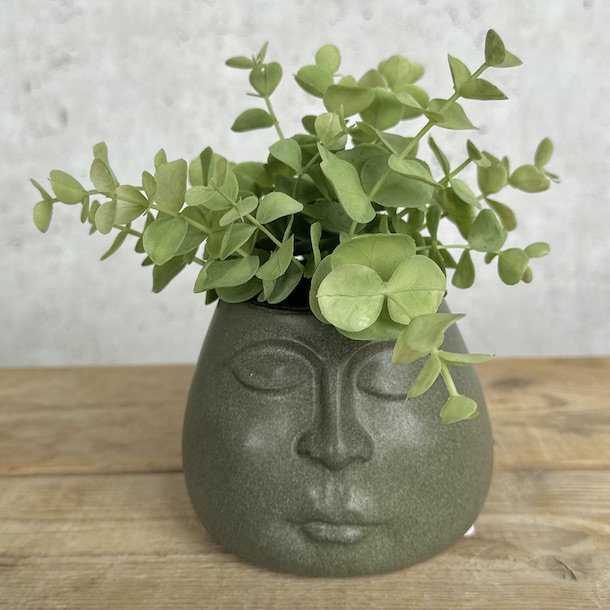 Forberedelse sig selv tung Blomster krukke ansigt stentøj grøn - Vaser og potter - COW CONCEPT
