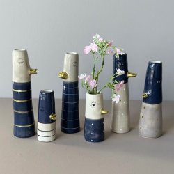 Vase ansigt med nb H 10cm keramik