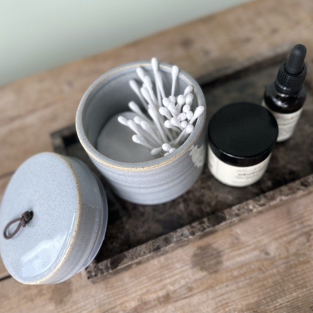 Krukke med lg keramik gr. rund 10.5x10 cm