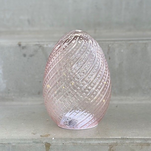 Lampe m. LED rosa Glas