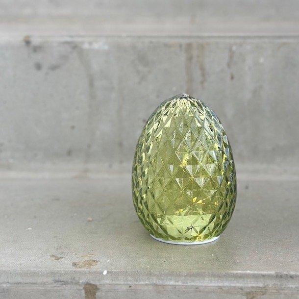 Grn glaslampe m. LED, H12xDia9cm