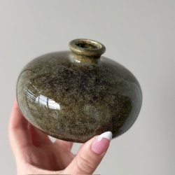 Vase rund grn keramik