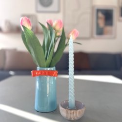 Lysestage beige keramik