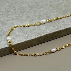 Halskde RICE DOT forgyldt slv