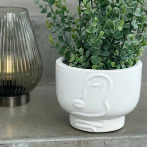 Urtepotte skjuler ansigt