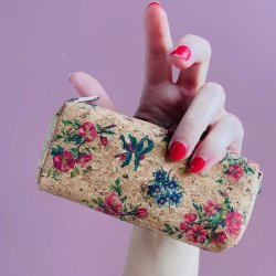 Aflang kork pung med 2 rum