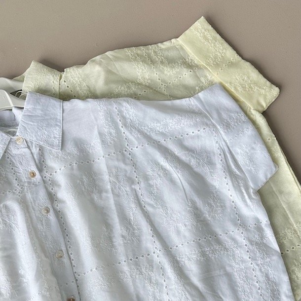 Broderi skjorte bluse loosefit str. XL-XXXL