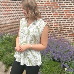 Sommerbluse uden rmer leaf bomuld str. M-3XL