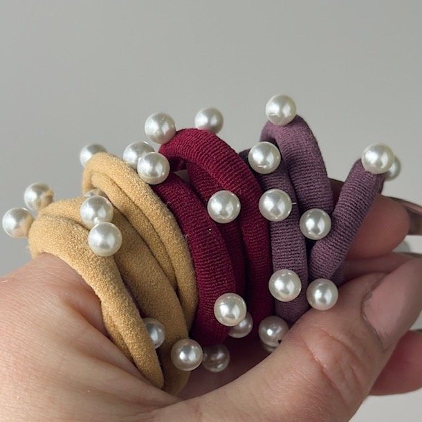 Hrelastikker med perler 3 stk 