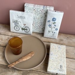 Servietter 3-lags gul med hvide blomster