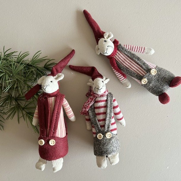 Jerry m/selebukser H15cm stof Red/grey mix