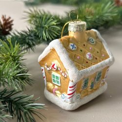 Julekugle honningkagehus glas