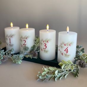 Adventslys m/LED H 12.5cm D 7 cm