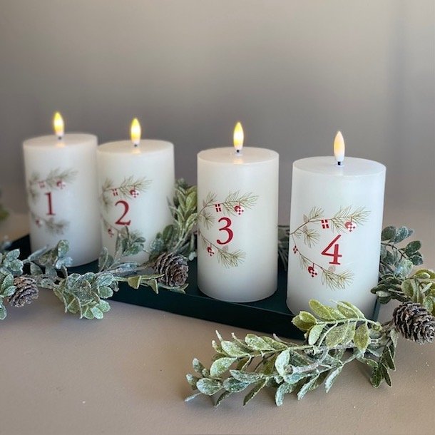 Adventslys m/LED H 12.5cm D 7 cm