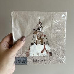 Servietter 3-lags 33 x 33 cm Creme/ Brown/White, 20/pkk