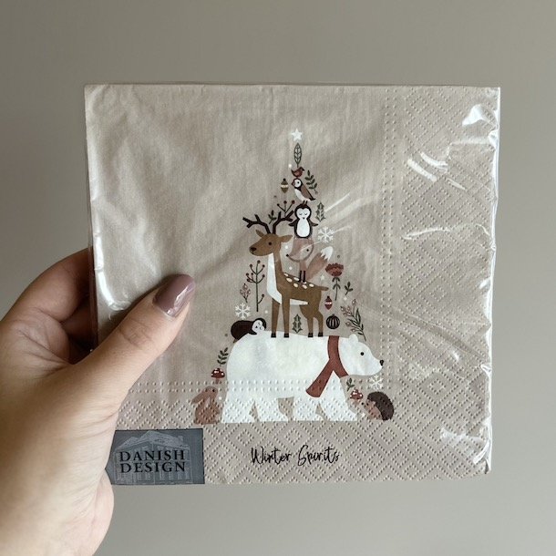 Servietter 3-lags 33 x 33 cm Creme/ Brown/White, 20/pkk