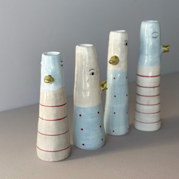 Vase ansigt med n�b Keramik