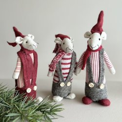 Jerry m/selebukser H15cm stof Red/grey mix