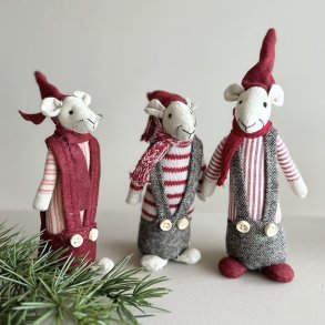 Jerry m/selebukser H15cm stof Red/grey mix