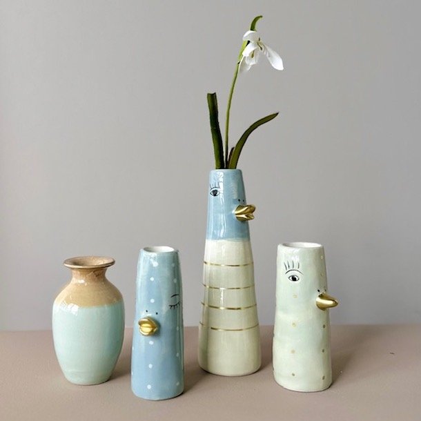 Vase ansigt med nb keramik lilla