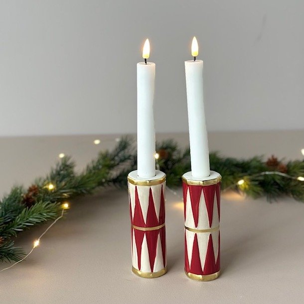 Lysestage/vase tromme D5x13cm keramik