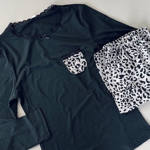 Nattj classic med leopard str. S - XXXL