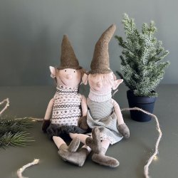 Skov nise pige og dreng 47cm stof grn