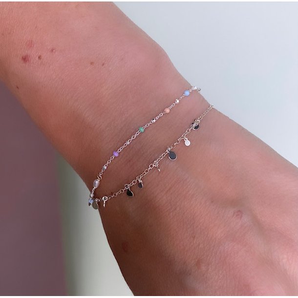 Armbnd COW color dot &amp; pearl sterling slv