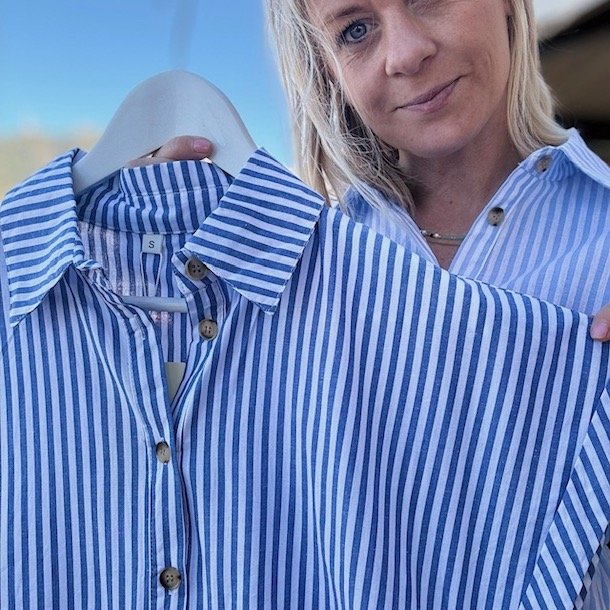 Stribet kjole bomuld str. S-XL