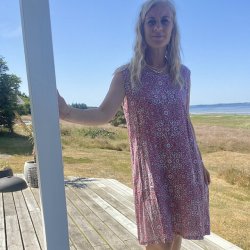 Sommer kjole white flora bomuld str. S-XL