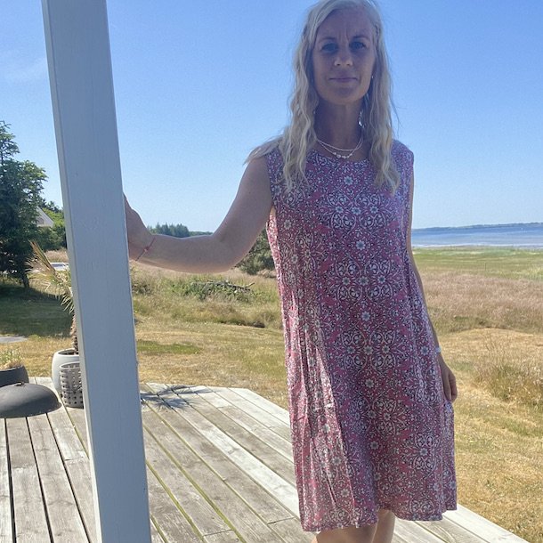 Sommer kjole white flora bomuld str. S-XL