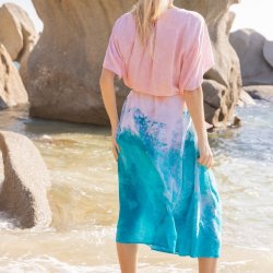 Sommer kjole med bindebnd viskose str S-XL