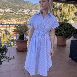 Stribet kjole bomuld str. S-XL